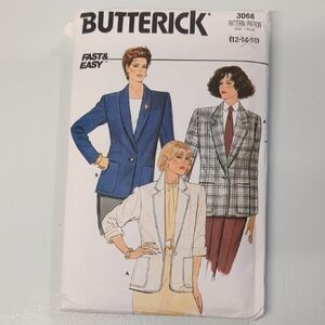 Butterick 3066 Women's Blazer Uncut Pattern (12-14-16)